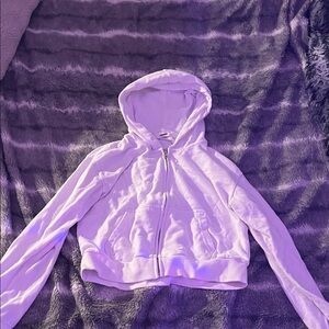 Garage white cropped zip up